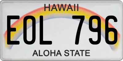HI license plate EOL796