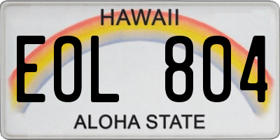 HI license plate EOL804