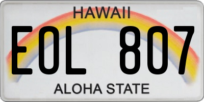 HI license plate EOL807