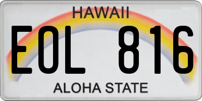 HI license plate EOL816