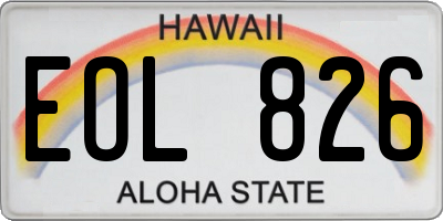 HI license plate EOL826