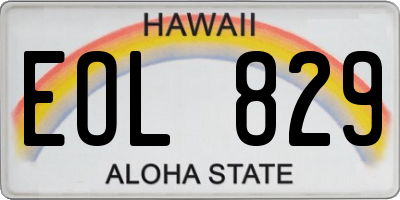 HI license plate EOL829