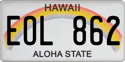 HI license plate EOL862