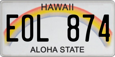 HI license plate EOL874