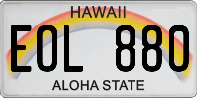 HI license plate EOL880