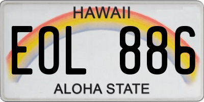 HI license plate EOL886