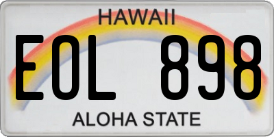 HI license plate EOL898