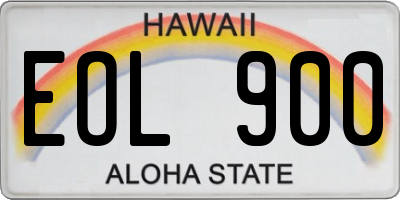HI license plate EOL900