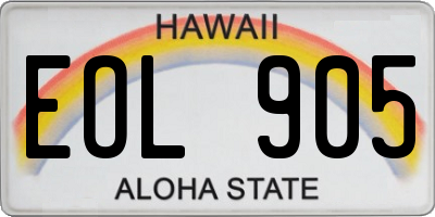 HI license plate EOL905