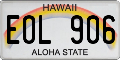 HI license plate EOL906