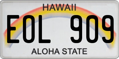 HI license plate EOL909