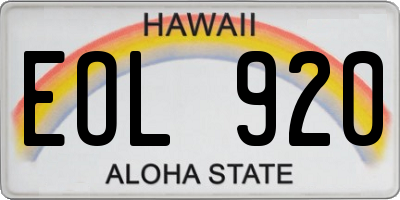 HI license plate EOL920