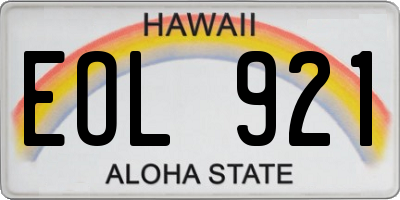 HI license plate EOL921