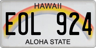 HI license plate EOL924