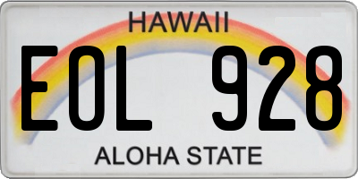 HI license plate EOL928