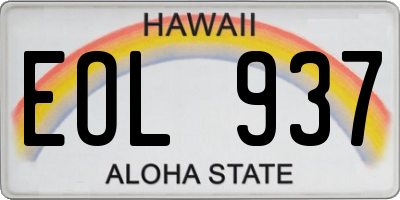 HI license plate EOL937
