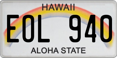 HI license plate EOL940