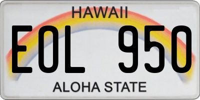 HI license plate EOL950