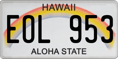 HI license plate EOL953