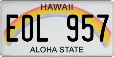 HI license plate EOL957