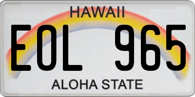 HI license plate EOL965