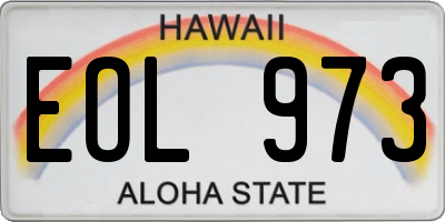 HI license plate EOL973