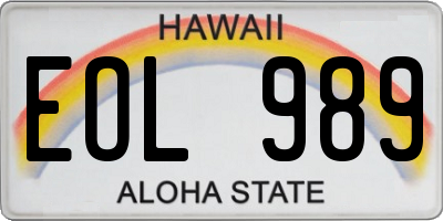 HI license plate EOL989