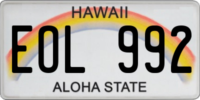 HI license plate EOL992
