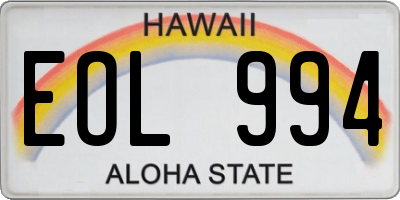 HI license plate EOL994