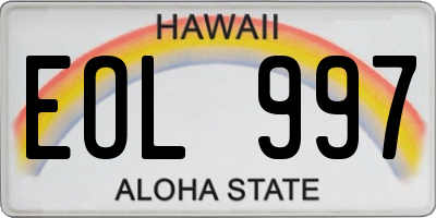 HI license plate EOL997