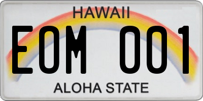 HI license plate EOM001