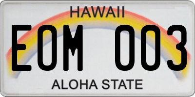 HI license plate EOM003