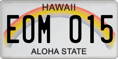 HI license plate EOM015