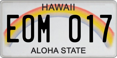 HI license plate EOM017