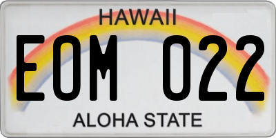HI license plate EOM022