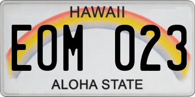 HI license plate EOM023