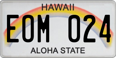 HI license plate EOM024