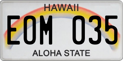 HI license plate EOM035