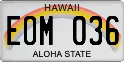 HI license plate EOM036