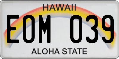 HI license plate EOM039
