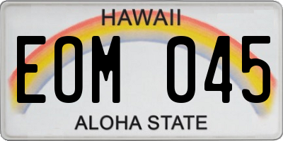 HI license plate EOM045