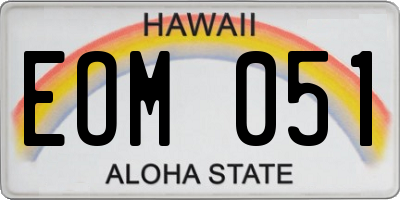 HI license plate EOM051