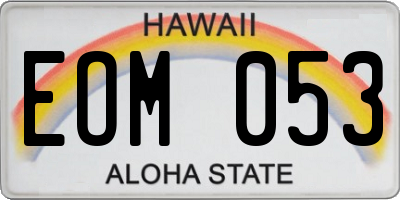 HI license plate EOM053