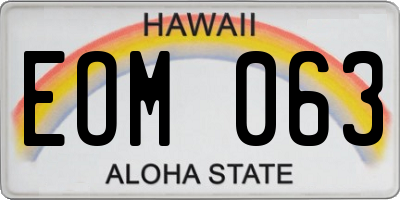 HI license plate EOM063