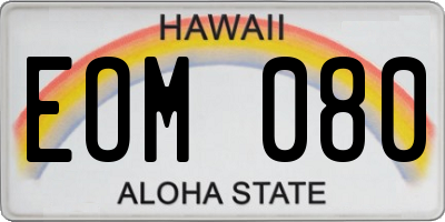 HI license plate EOM080