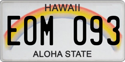 HI license plate EOM093