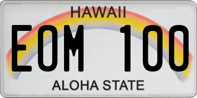HI license plate EOM100