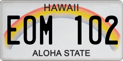 HI license plate EOM102
