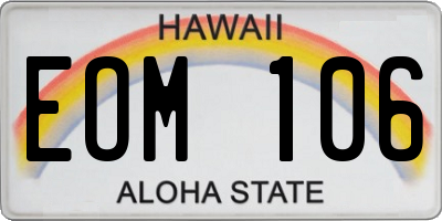 HI license plate EOM106