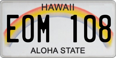 HI license plate EOM108